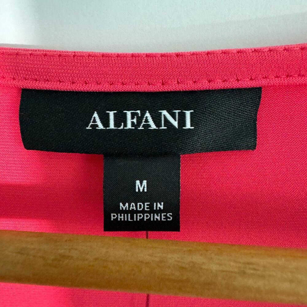 Alfani Women’s Size Medium Solid Pink Square Neck 3/4 Sleeve Stretch Blouse New - Picture 3 of 8